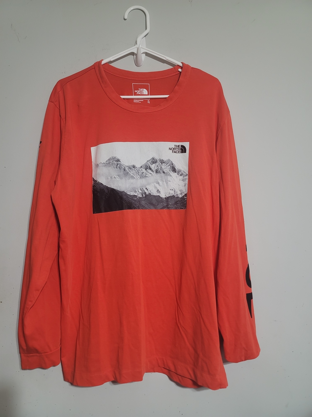 The North Face Lhotse Long Sleeve T-shirt Adult Size XL Cotton Blend Orange